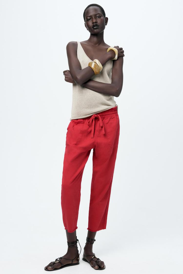 ZW COLLECTION PYJAMA STYLE JOGGERS Red ZARA South Africa